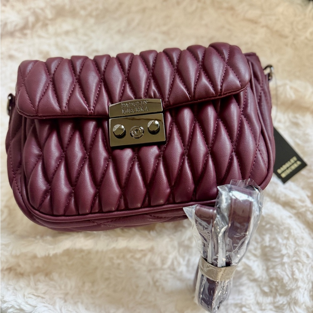 BADGLEY MISCHKA Maroon Quilted Crossbody Bag - Picture 5 of 16